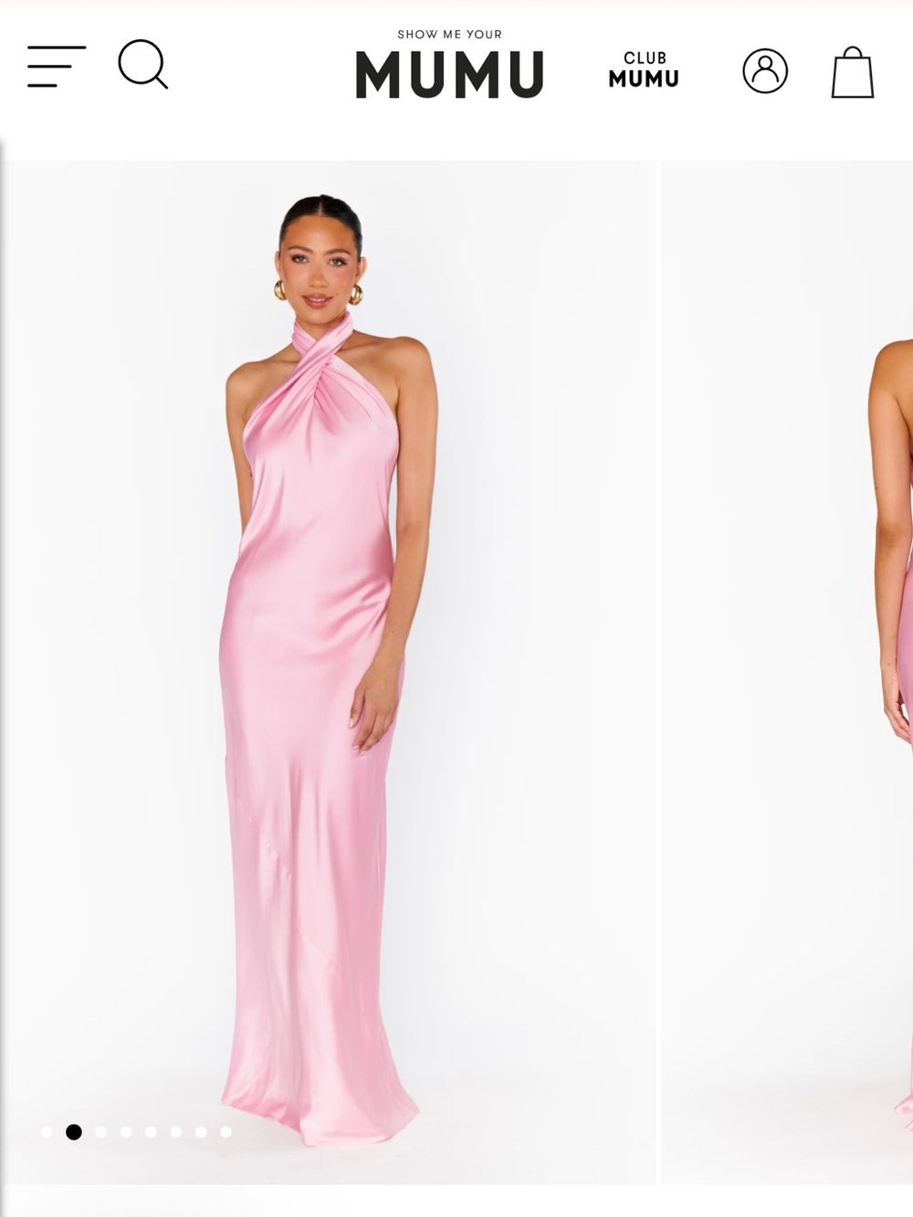 Show me your mumu Jasmine halter maxi dress in luxe pink satin